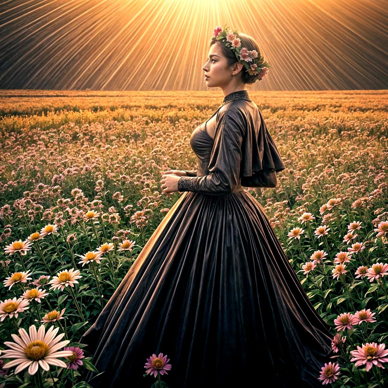 Cinematic Flowers and Ladies in Film Still