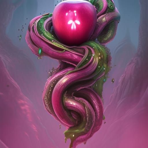 Pink Poison Apple with Black Worms