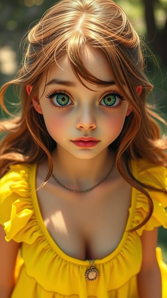 Woman in Yellow Dress, Anime Art Style