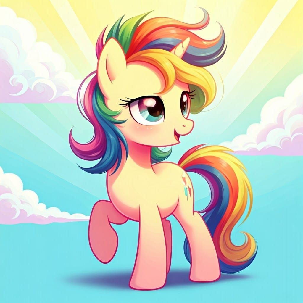 Vibrant Unicorn Filly in Whimsical Art Style