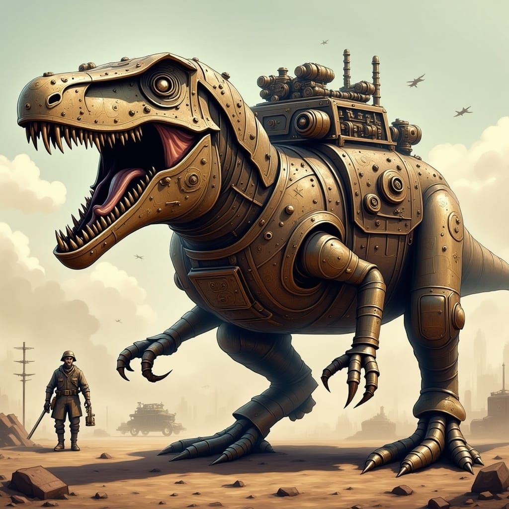 Dieselpunk T-Rex with Cannons