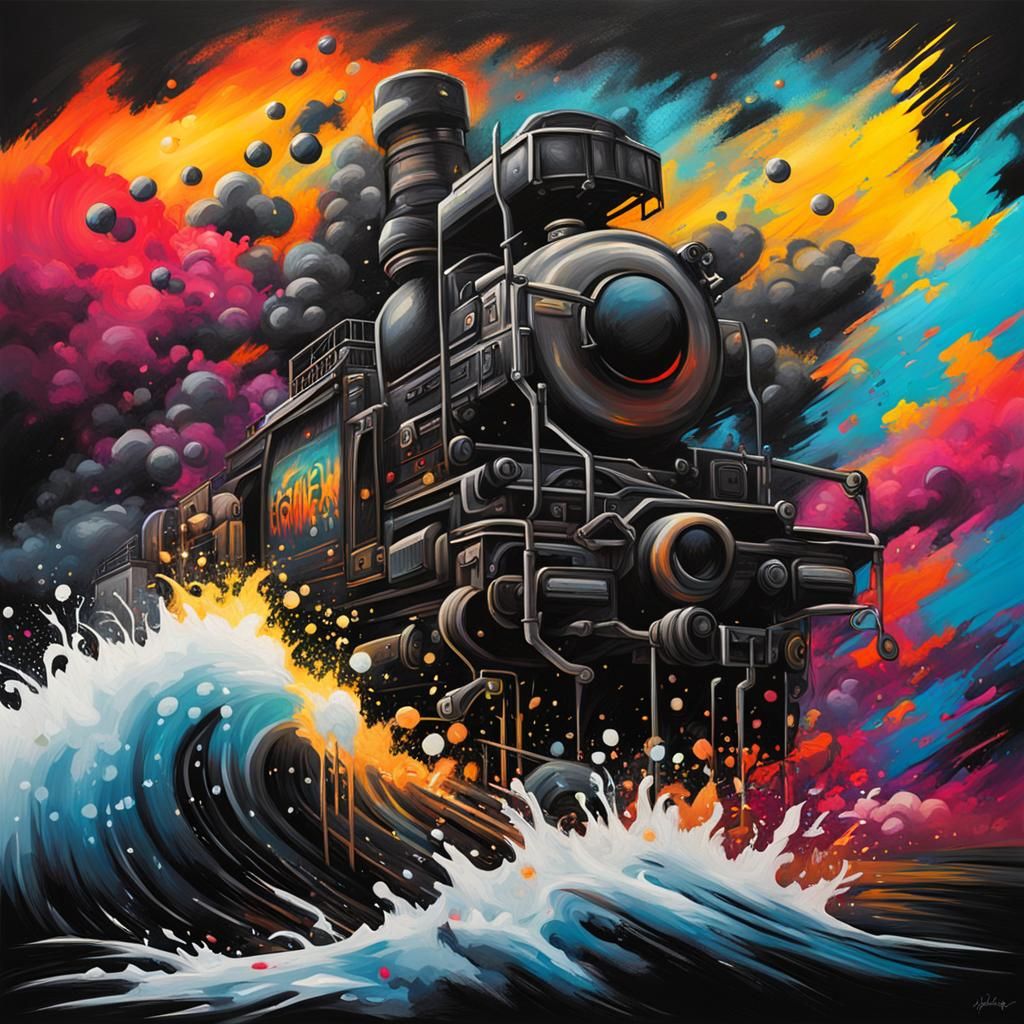 Black Sunset in Graffiti Art Style