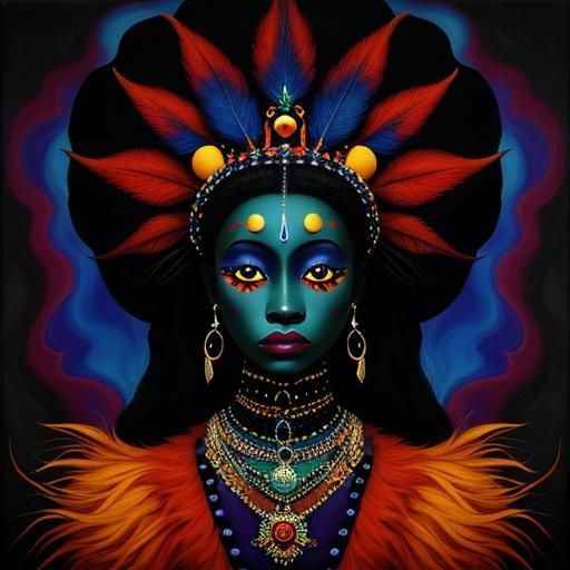 Voodoo Queen in Expressionist Style