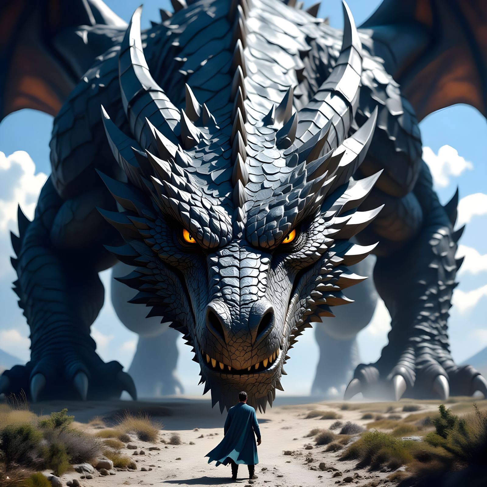 Magnificent Dragon Close-Up: Hyperrealistic Fantasy Art