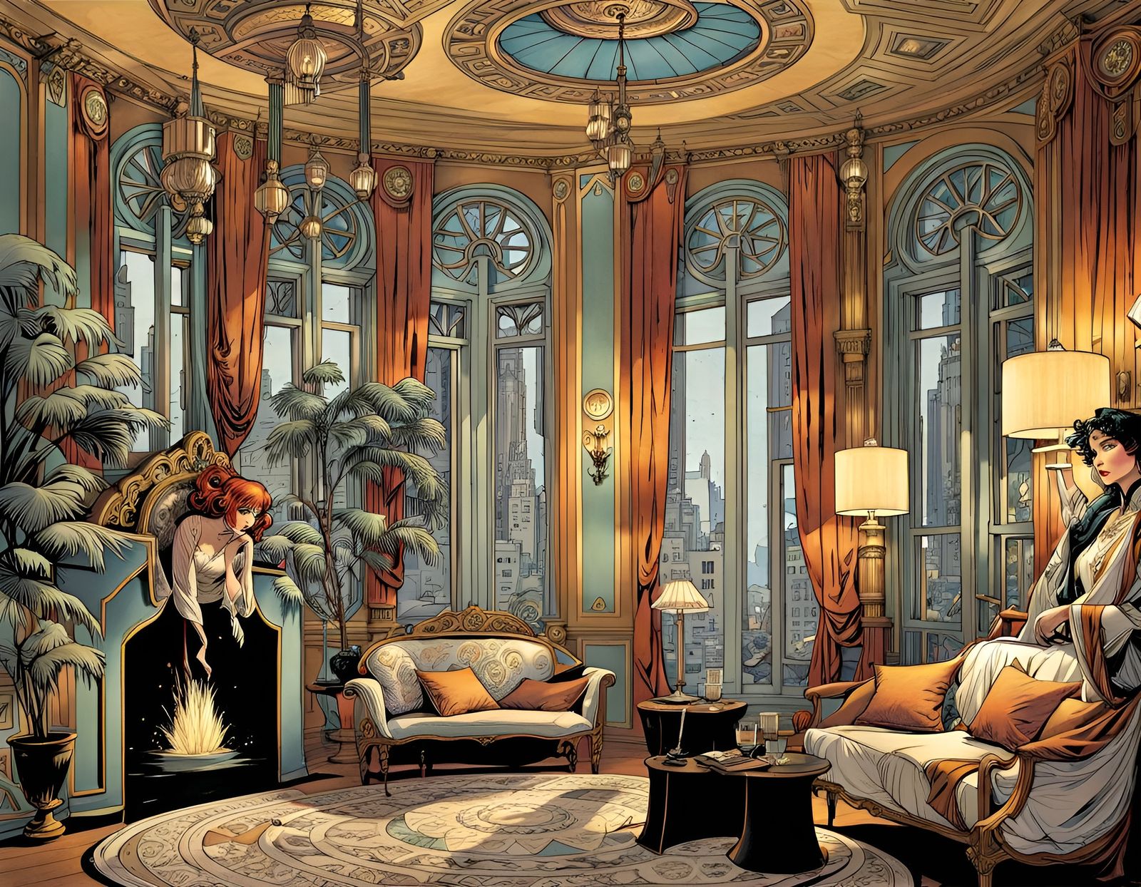 Art Nouveau Comic Book Panels by Doran and Kaluta