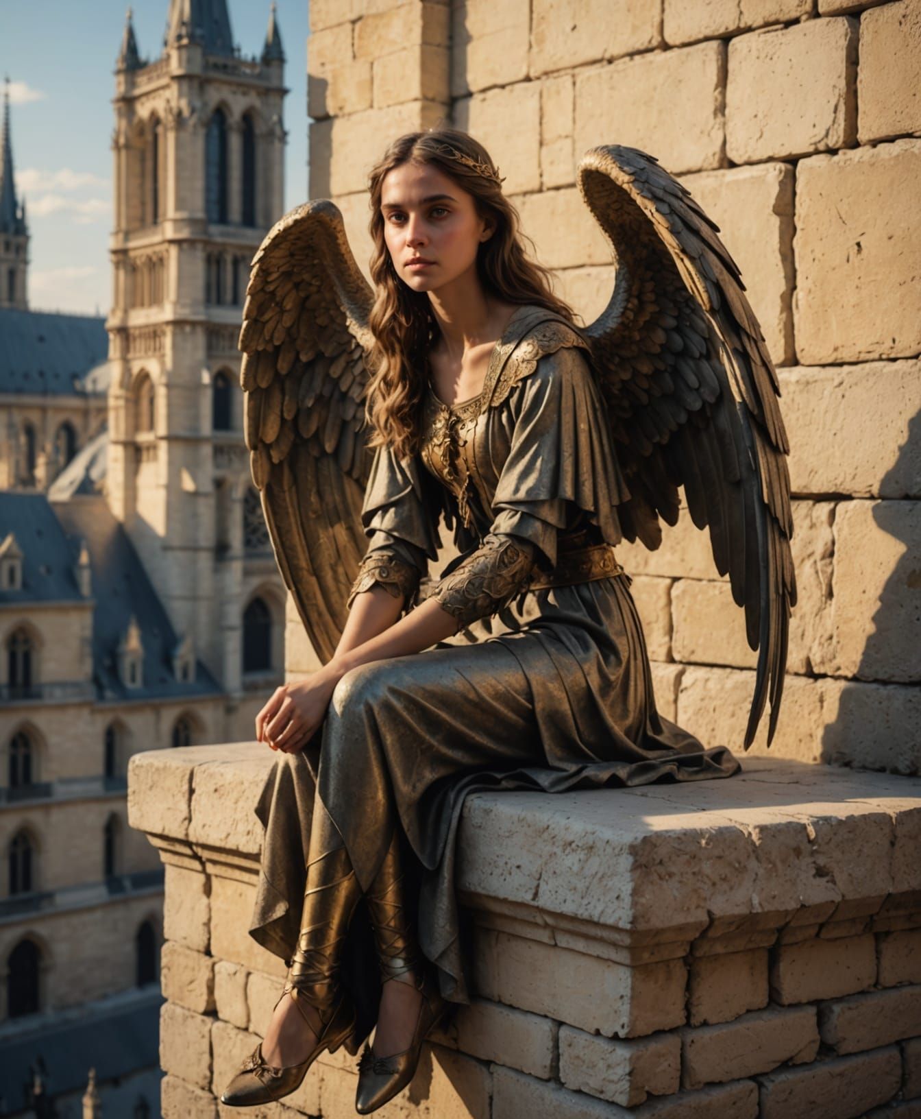 Gothic Harpy in Golden Hour Photorealism