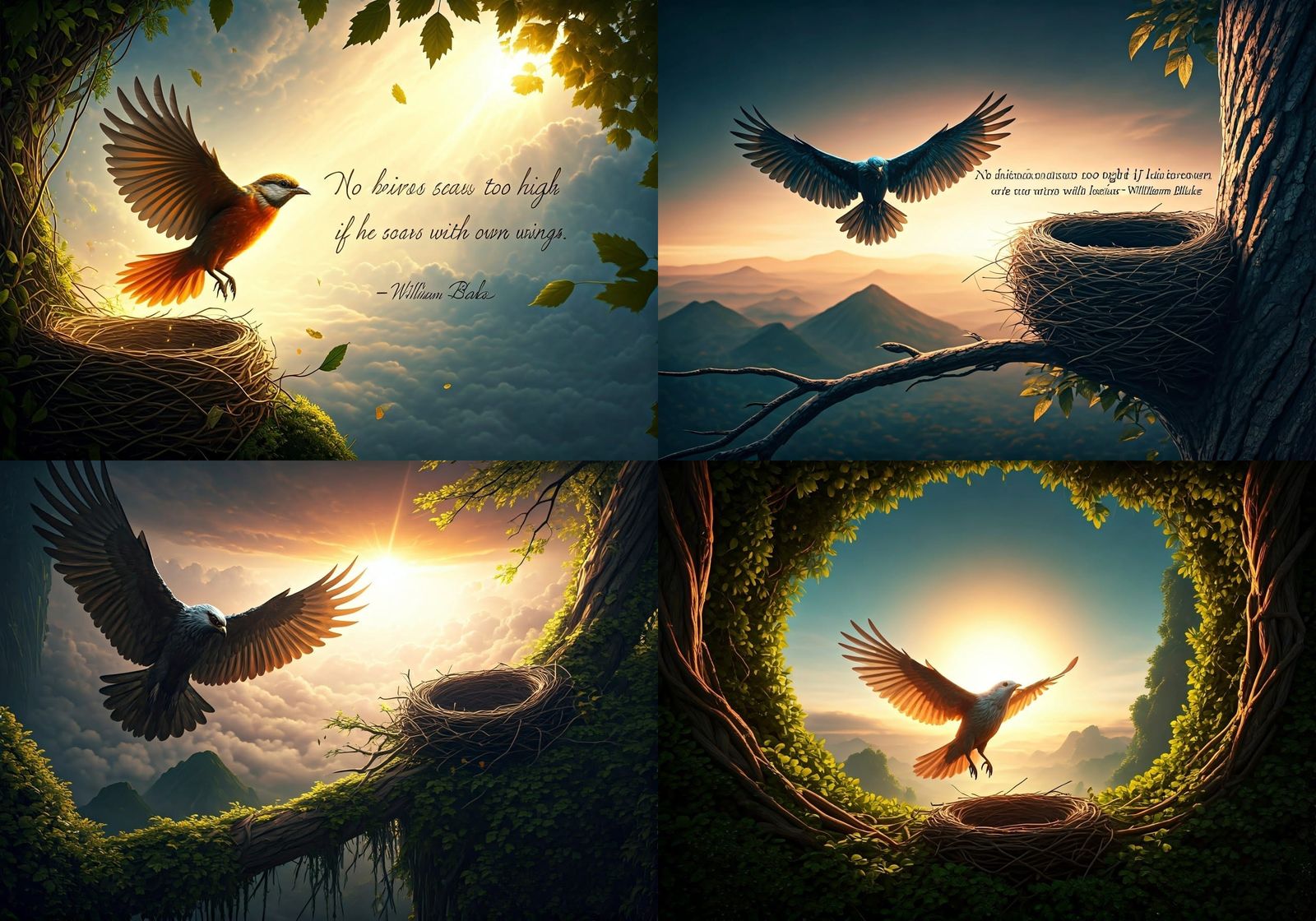 Bird Soaring to Sun: Digital Matte Painting