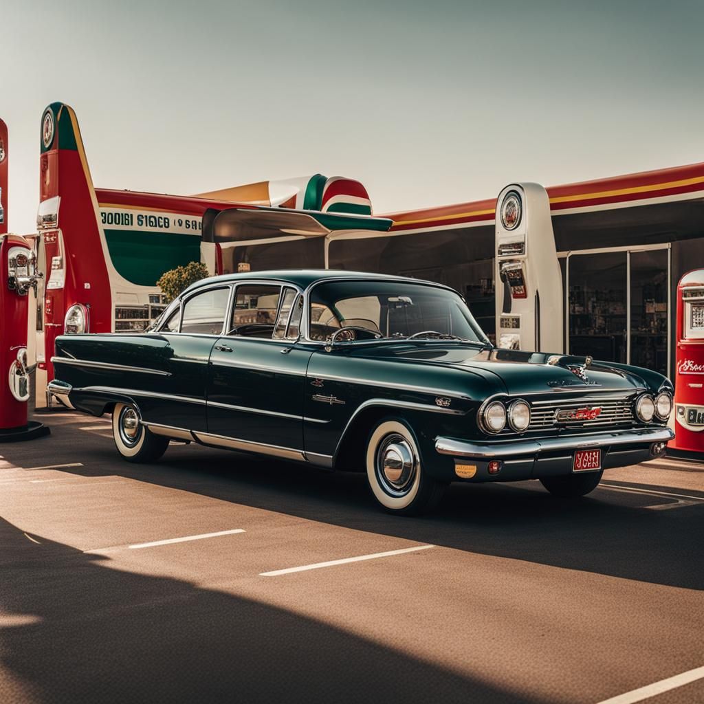 Retro Gas Station Image Generated by AI