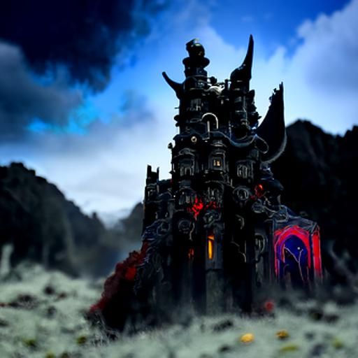 Fantastical Demon Castle: Detailed Matte Painting