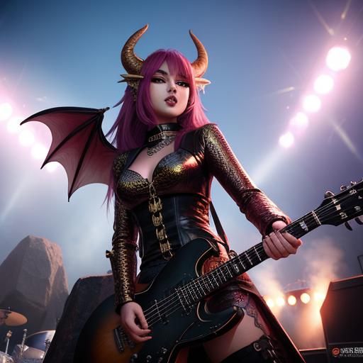 Anthro Dragon Rocks Out at Concert