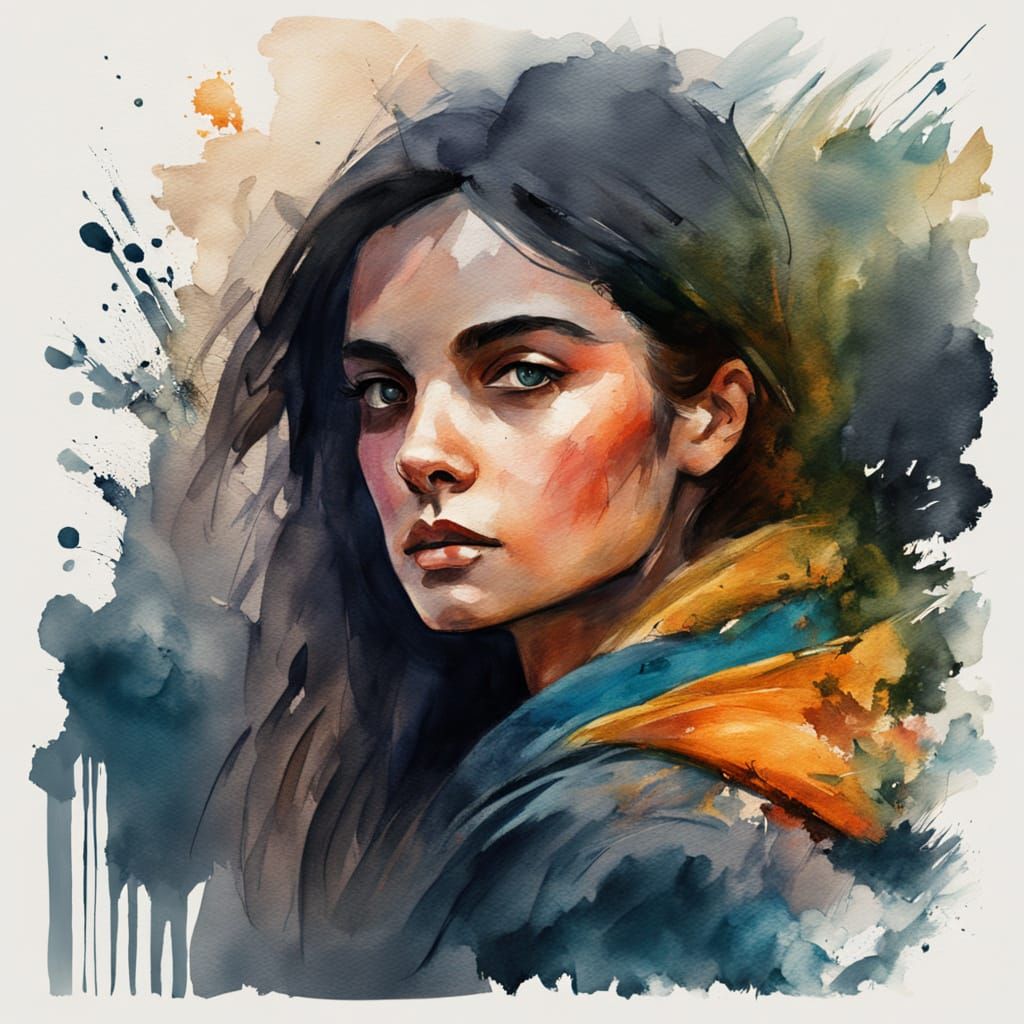 Woman Drives Sports Car: Gouache and Watercolor Art