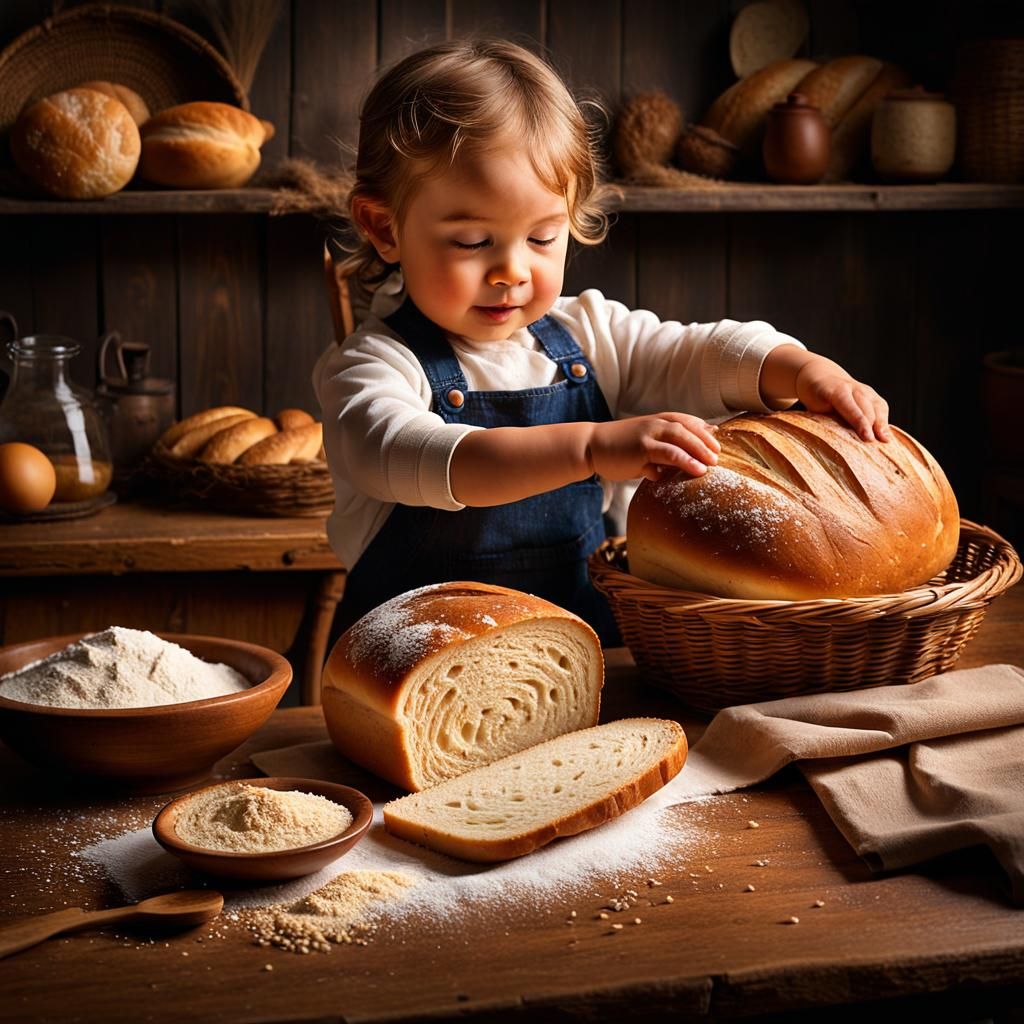 Child's Bread-Making Mishap: A Heartwarming Scene
