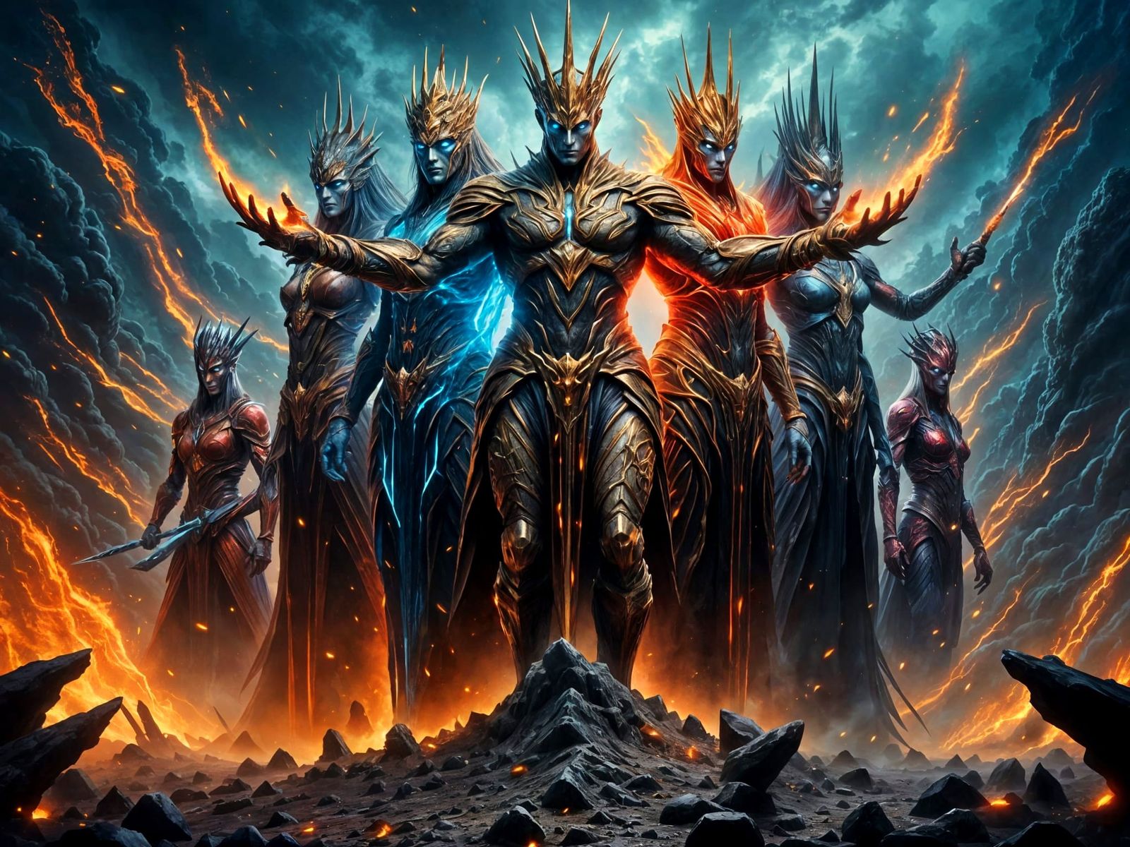 Four Lords of Chaos Attack Earth in Dark Epic Sci Fi Style