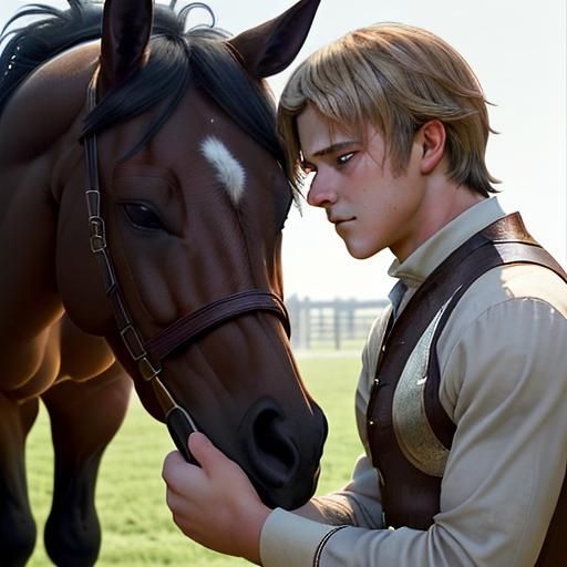 "His gaze swept across the anxious mares, a flicker of regre...