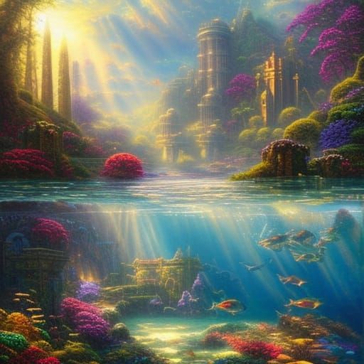 Ethereal Underwater Atlantis Fantasy Painting
