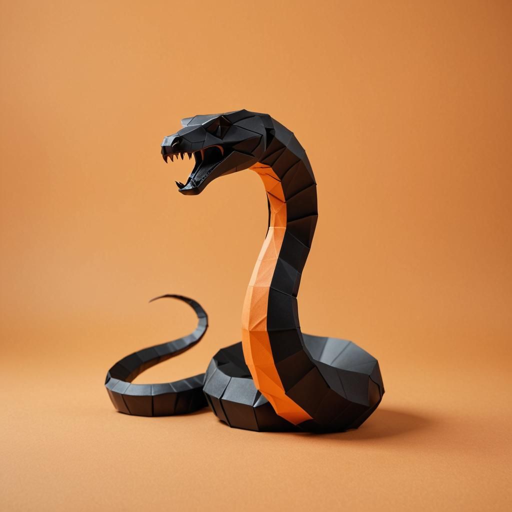 Minimalist Origami King Cobra Concept Art