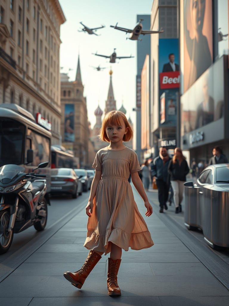 Russian Girl Embarks on Futuristic Moscow Adventure