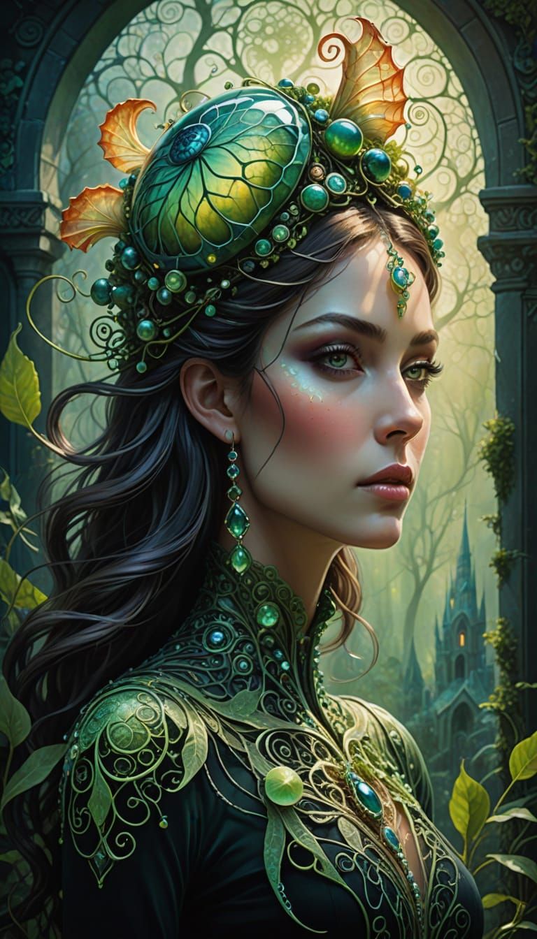 Ethereal Eco Castle Queen in Luminous Forest