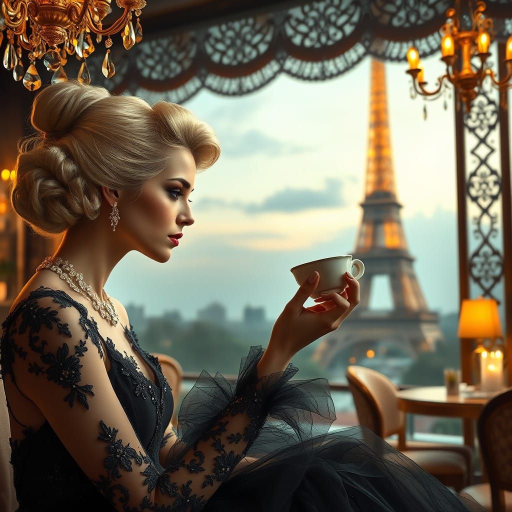 French Socialite in Opulent Parisian Setting, Inspired by Ar...