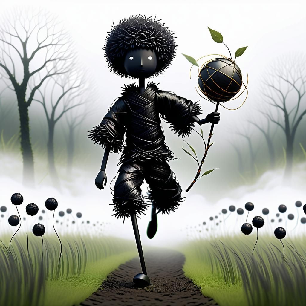 Stick Figure Sprinter in Whimsical Anime Style