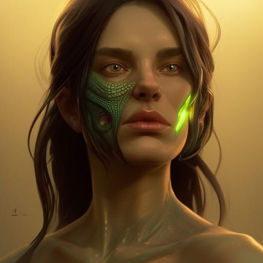 Lizard Person Portrait in Anime Style