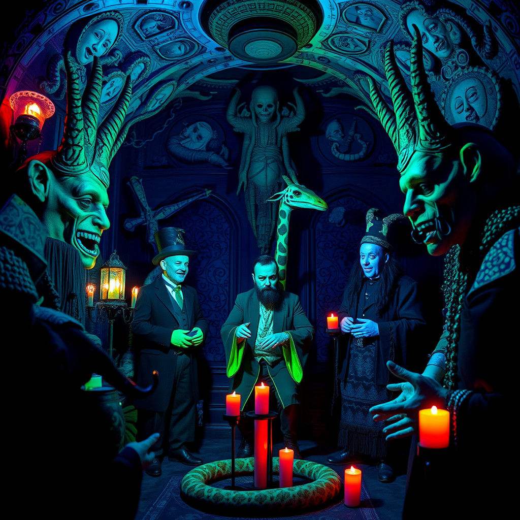 Creepy Underground Ceremony with Pagan Idols