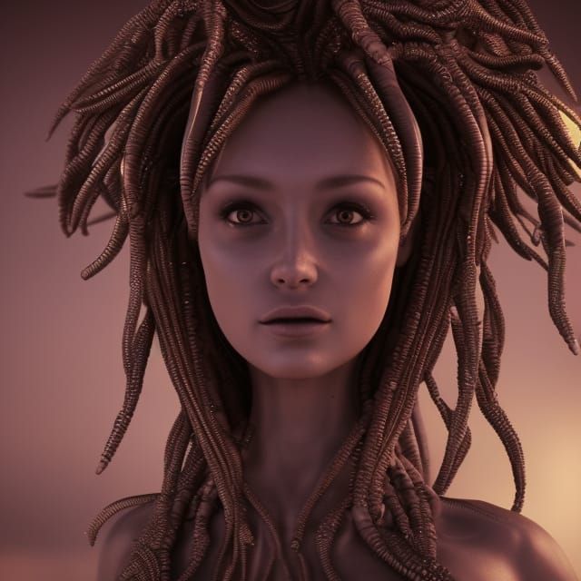 Photorealistic Alien Goddess in Dramatic Lighting