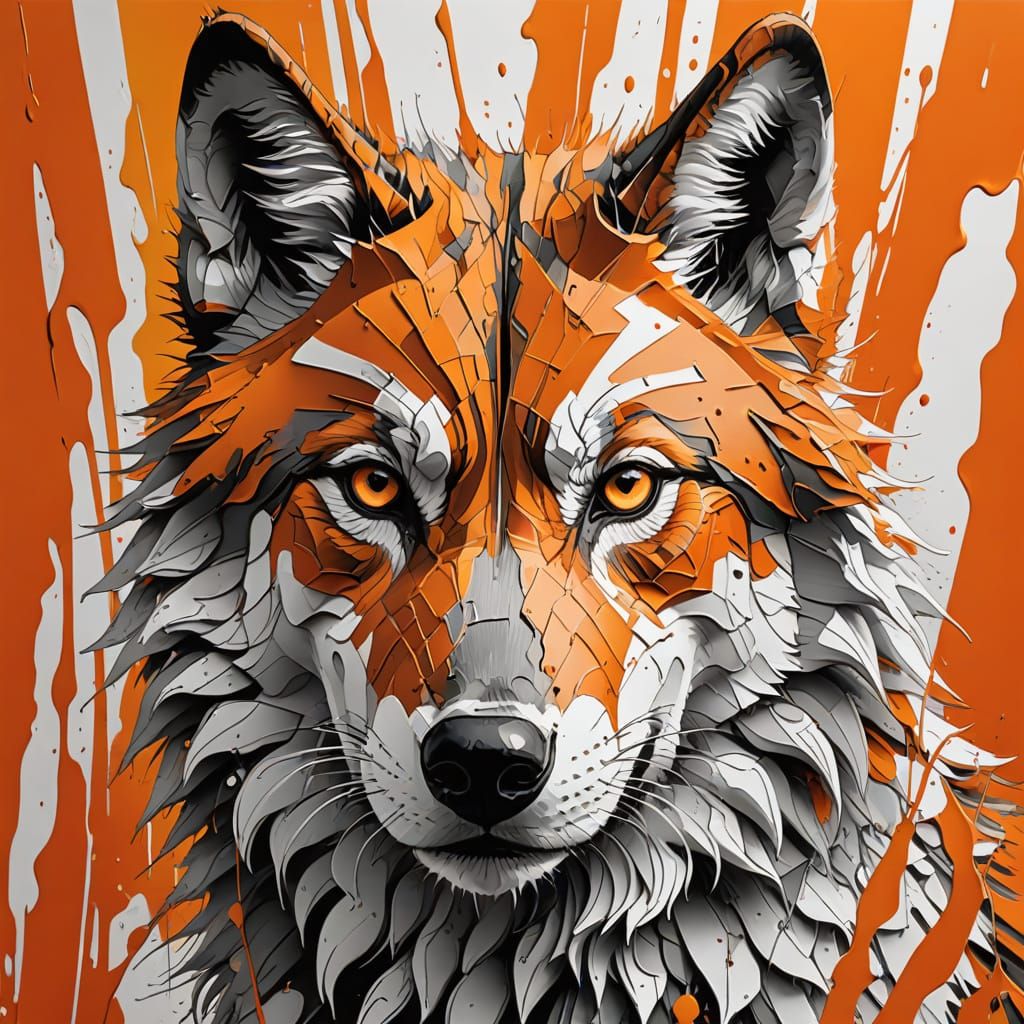 Optical Illusion Wolf in Vibrant Stripes