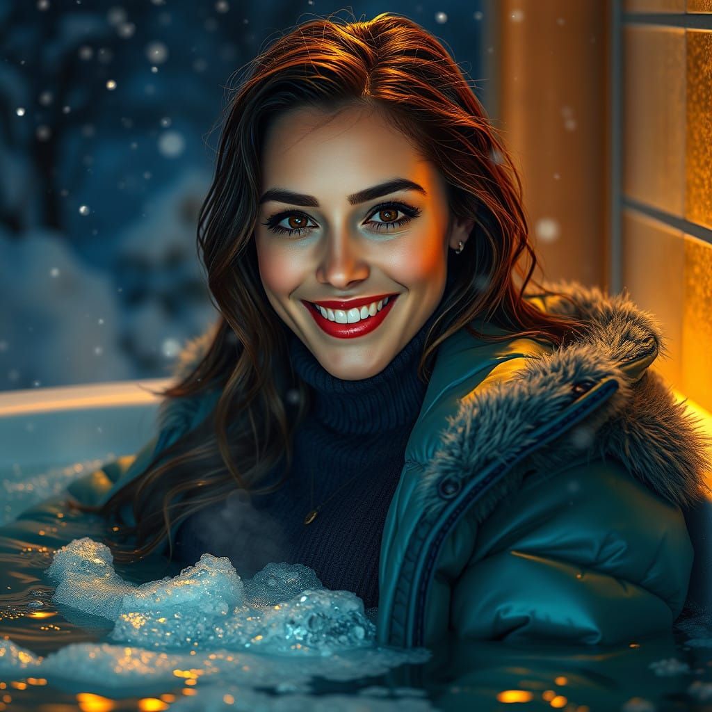 Radiant Brunette in a Winter Wonderland