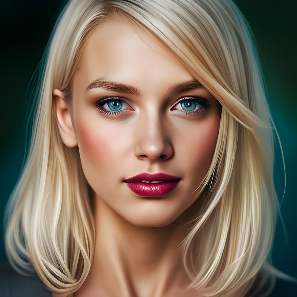 Smiling Blonde Woman Portrait in Professional Photography St...