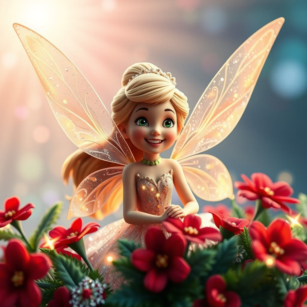 Joyful Christmas Fairy in 3D Digital Art Style