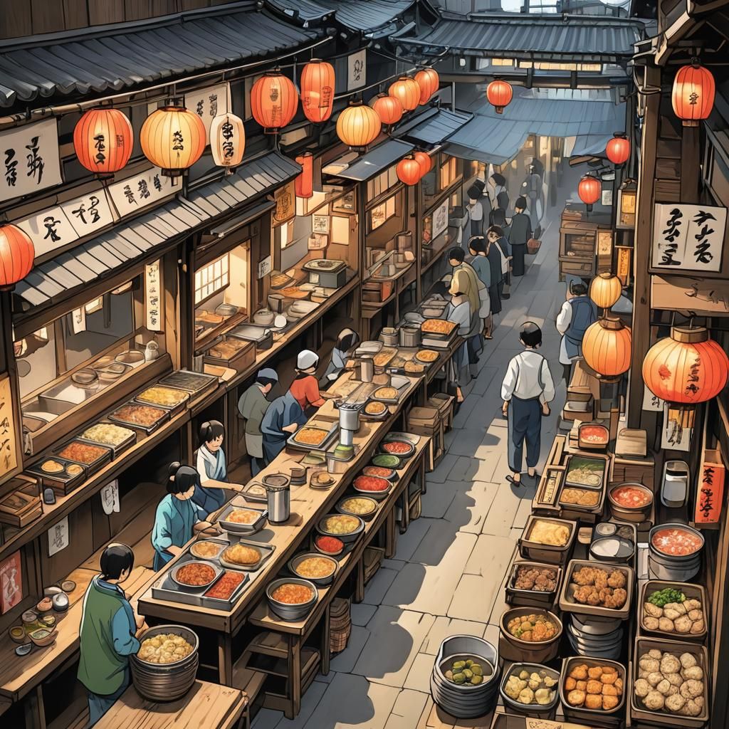 Japanese Yatai Food Stall Interior: 2D Perspective
