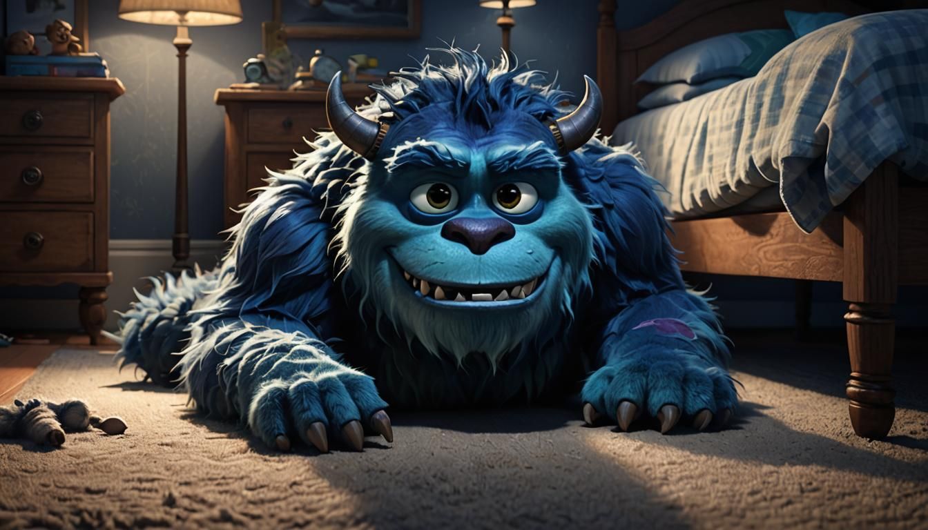 Cuddly Bed Monster in Fluffy, Detailed Digital Art