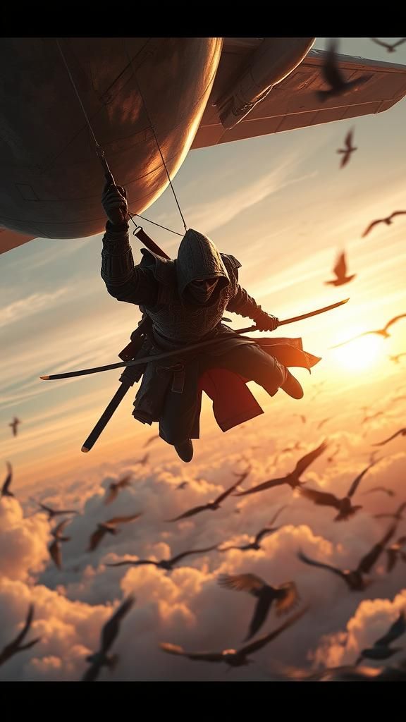 Ninja's Descent: A Hyper-Realistic Concept Art