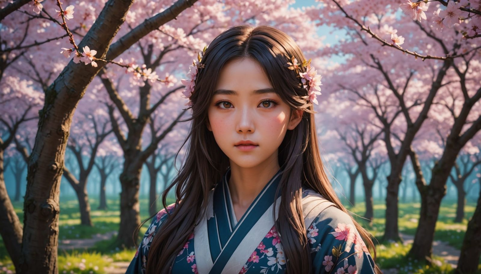 Serene Beauty in Japanese Anime Style