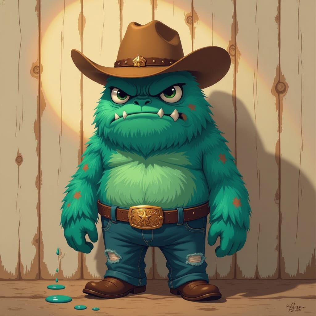 Monster Cowboy Portrait in Digital Art Style