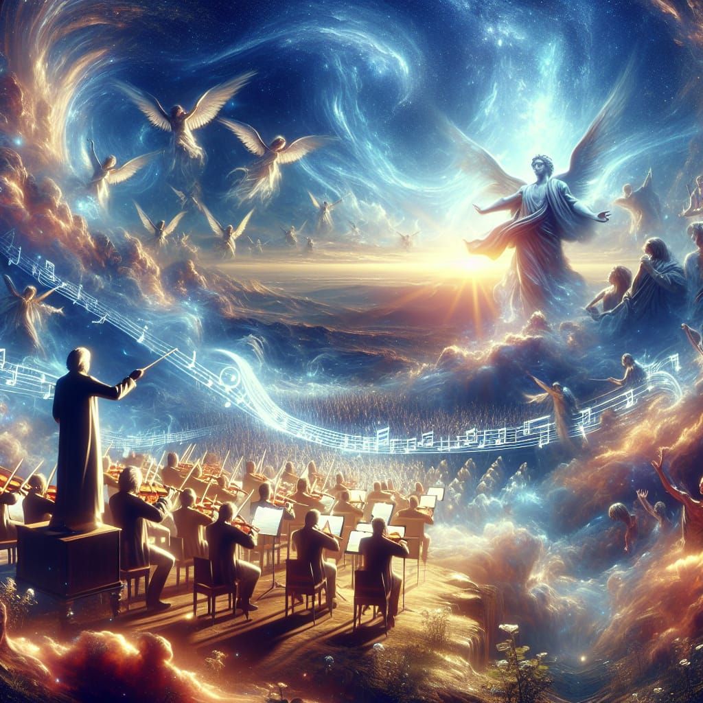 Beethoven Directing a Heavenly Orchestra: Digital Matte Pain...
