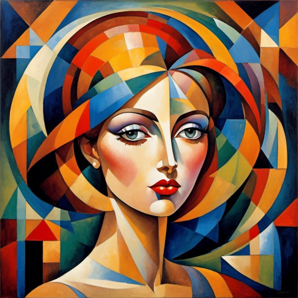 Geometric Cubism Portrait with 3D Shading