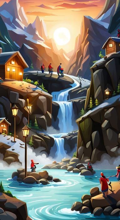 Dwarves Enter Misty Mountains Mine: Hyperrealistic Photo