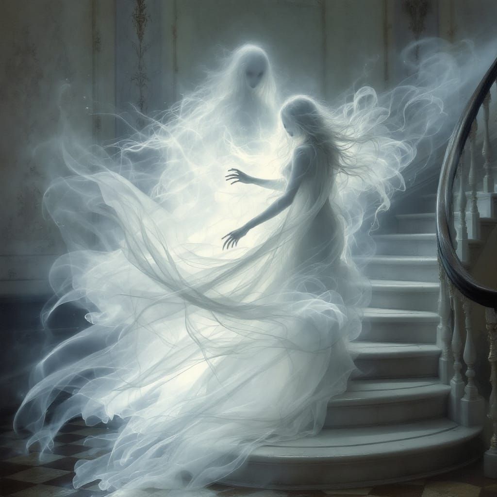 Ethereal Victorian Ghost in a Mansion