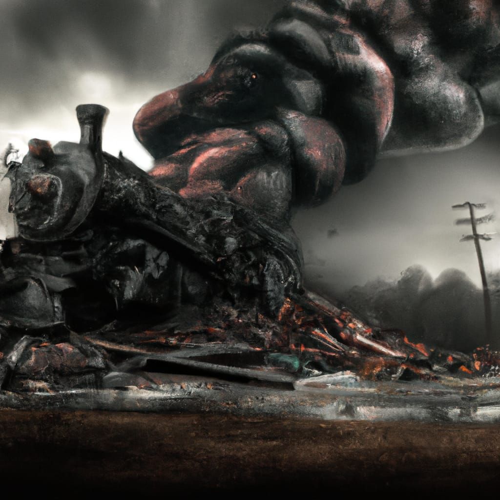 Train Wreck in Ohio: Dark Fantasy Concept Art
