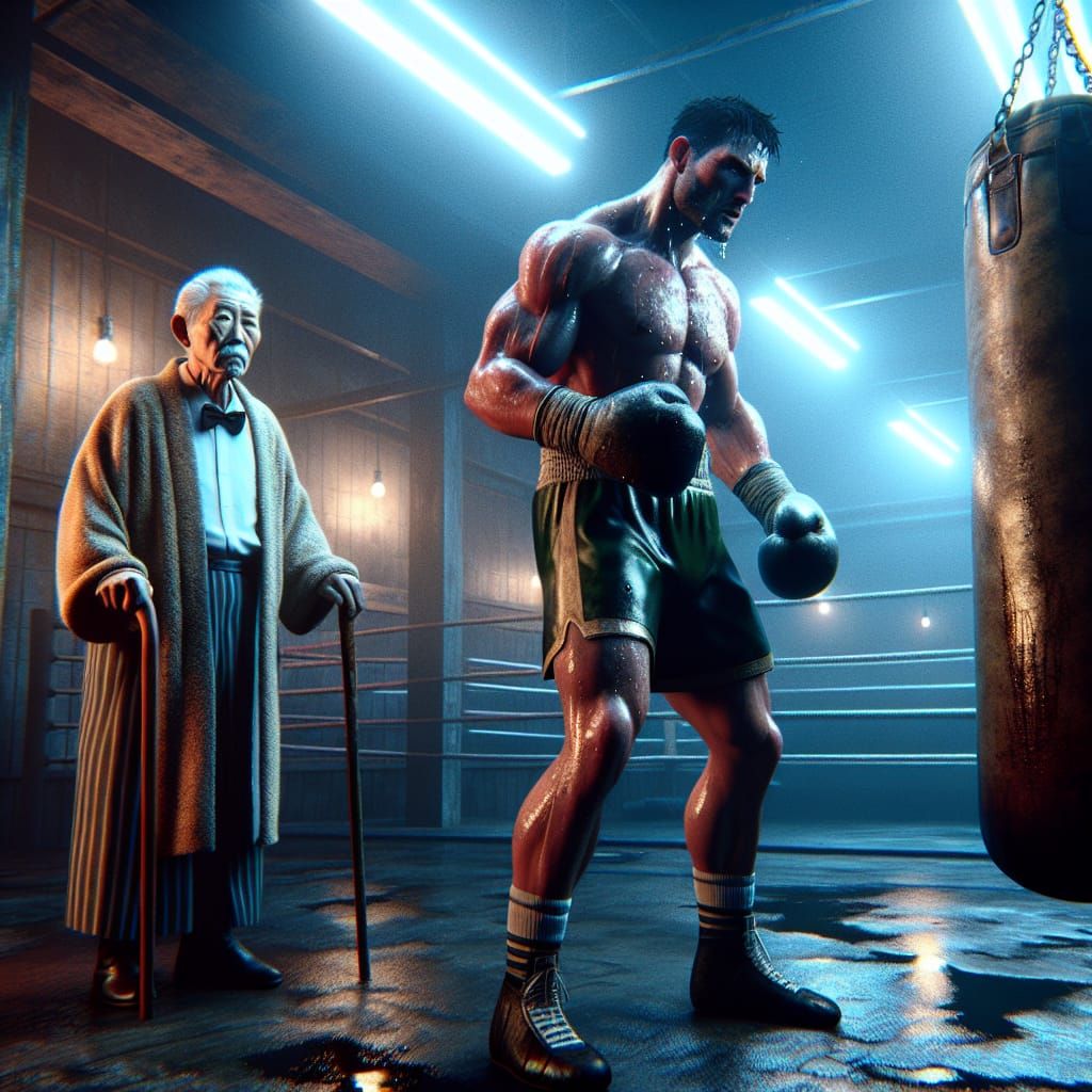 Irish Boxer Training in 80s Americana Movie Scene