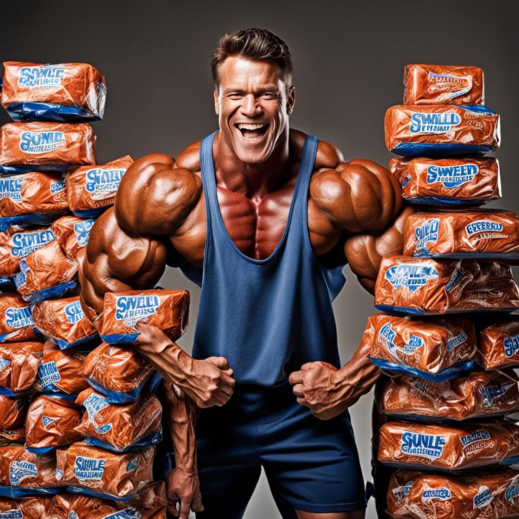 Extremely Muscular Man with Chocolates, Professional Portrai...