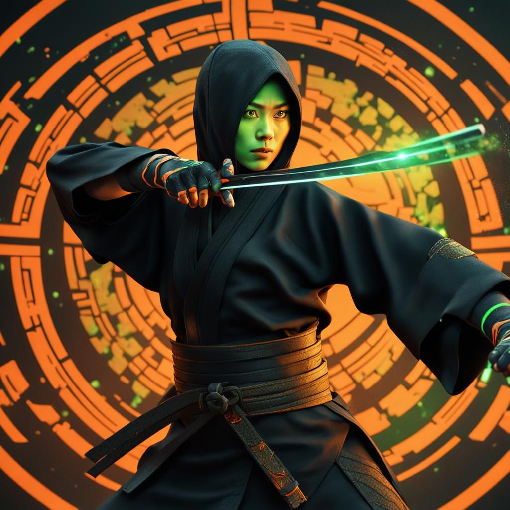 Japanese Ninja Throwing Shuriken in Fantasy Art