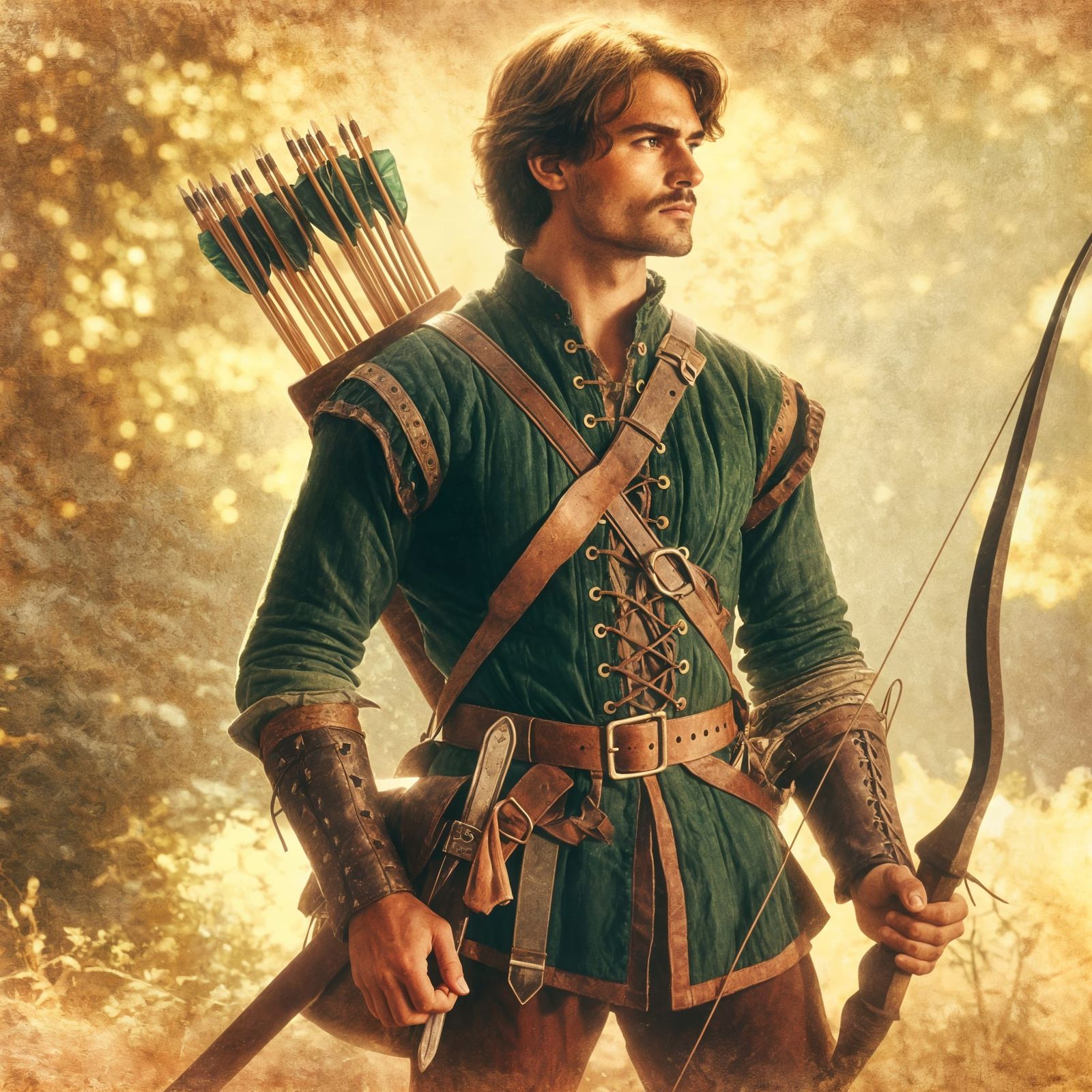 Early 20th Century Archer in a Sunny Forest Clearing