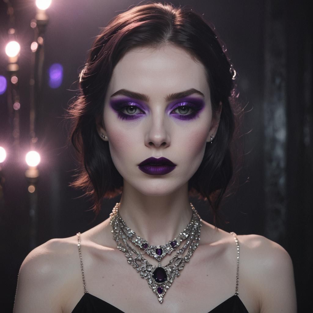 Dramatic Portrait of a Young Woman with Dark Makeup