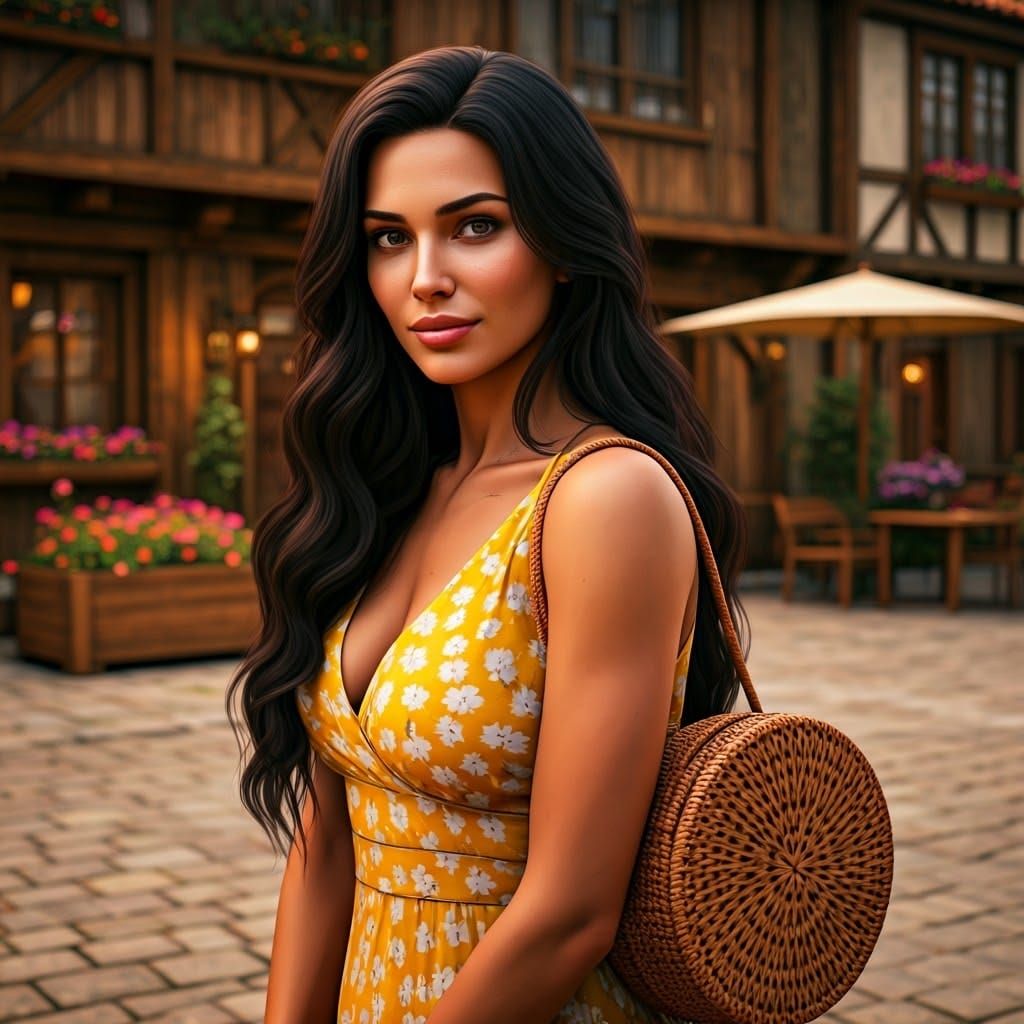 Alluring Russian Woman Portrait in Rustic European Setting