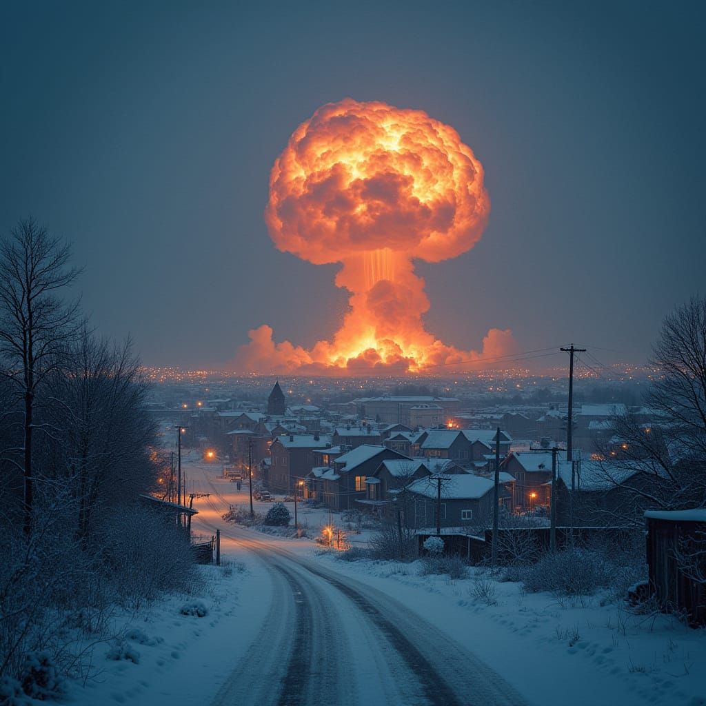 Nuclear Winter Landscape at Nightfall