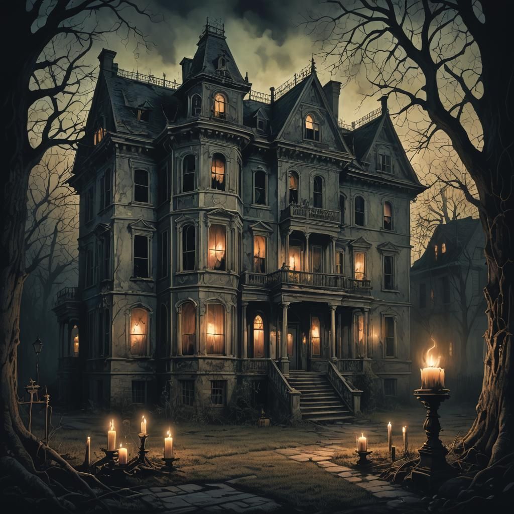 Ghostly Apparitions in Abandoned Mansion: Gothic Horror