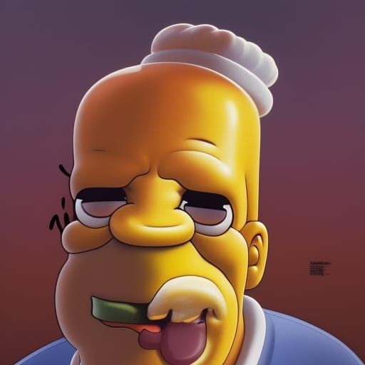 Homer Simpson and Burger King, Detailed Portrait